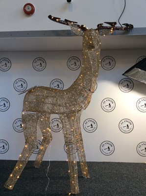 Lot 293 - Large Rose Golden Light Up Glitter Reindeer Measuring 6Ft In Height - New