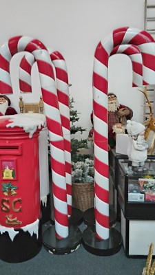 Lot 275 - Two Large 7FT Candy Canes On Bases - Used/One Slight Damage