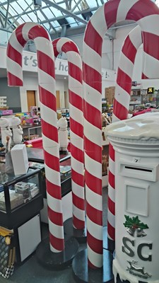 Lot 257 - Two Large 7FT Candy Canes On Bases - Used