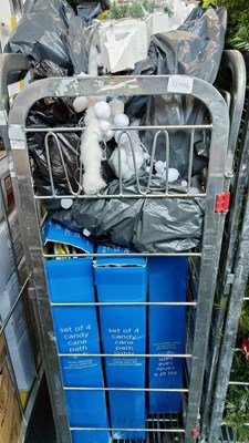 Lot 288 - Cage Of Miscellaneous Christmas Decorations Including Candy Cane Path Lights, Trees & More - Mixed