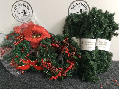 Lot 22 - 3 Christmas Wreaths 1FT & 3 Garlands 9FT- New