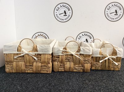 Lot 9 - Set of 3 Wicker Baskets Ranging from 16” to 12” - New