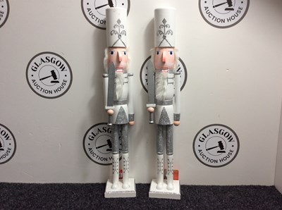 Lot 18 - 2 x White & Gold Jumbo Nutcrackers Measuring 70cm - New