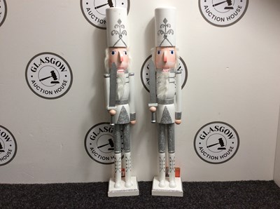 Lot 10 - 2 x White & Gold Jumbo Nutcrackers Measuring 70cm - New