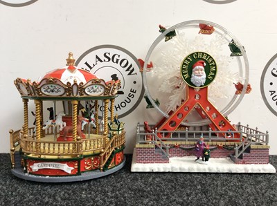 Lot 36 - Marco Paul 26CM LED Ferris Wheel & 22.5CM LED Carousel Christmas Scenes - New