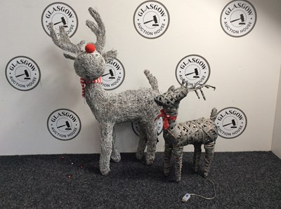 Lot 94 - 2 Wicker Reindeer 1 Measuring 19” & 1 Measuring 30” - New