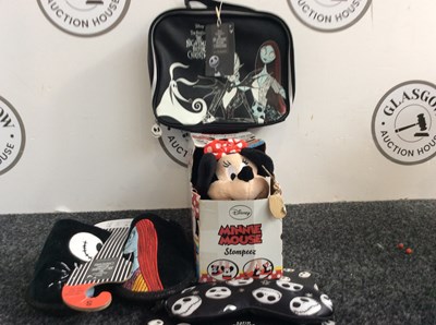 Lot 79 - Micky mouse slippers and the nightmare before Christmas bag and slippers