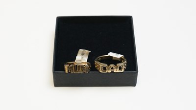 Lot 60 - 925 stamped mum and dad rings