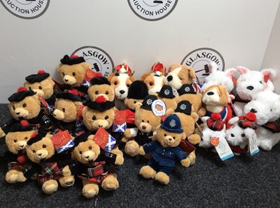 Lot 11 - Box containing large quantities of soft toys with Scottish themes