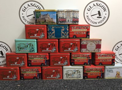 Lot 100 - 20 gift tins of English tea, 40 bags per tin, various designs