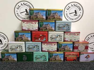Lot 20 - 20 gift tins of English tea, 40 bags per tin, various designs