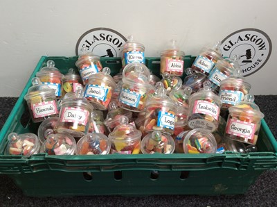 Lot 25 - Large qty of sweet jars with names on label