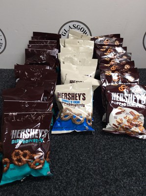 Lot 45 - Box containing large qty of Hershey's popped snack mix