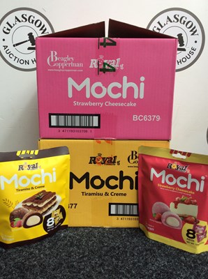 Lot 201 - 2 boxes of mochi by royal family, 22 bags