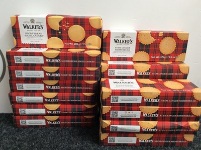 Lot 204 - 17 boxes of Walkers shortbread highlanders or stem ginger rounds