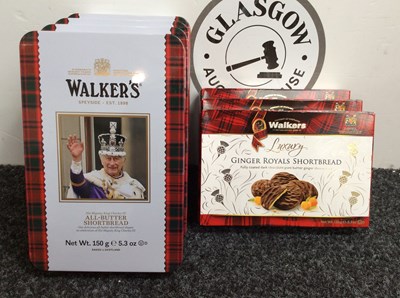 Lot 107 - 4 Walkers shortbread tins and 3 boxes of Walkers ginger royals shortbread