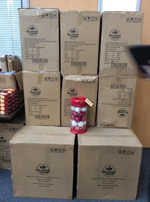 Lot 217 - 12 Boxes Of Christmas Tree Baubles - Red & Gold Colour, 9 Sets Per Box With 30pcs In Each - New