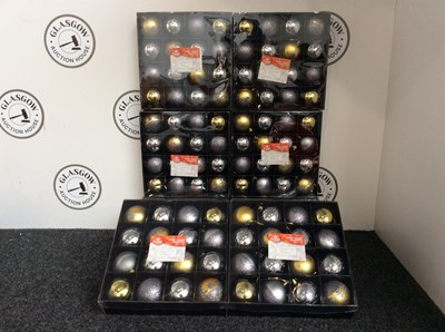 Lot 212 - 10 Sets Of 16 Glitter Design Bauble Sets - Gold & Silver 8cm - New