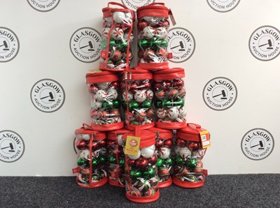 Lot 58 - 10 Bags Of 30pc Bauble Sets - Red, Green & White 6cm - New