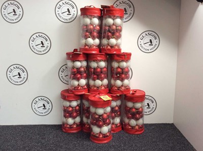 Lot 216 - 10 Bags Of 30pc Bauble Sets - Red, White & Gold 6cm - New