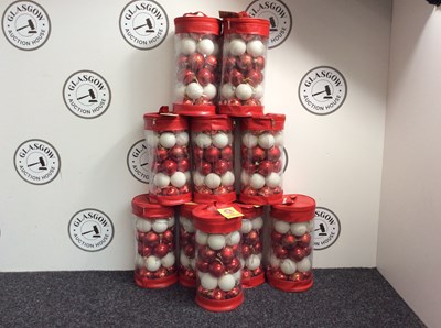 Lot 56 - 10 Bags Of 30pc Bauble Sets - Red, Gold & White 6cm - New