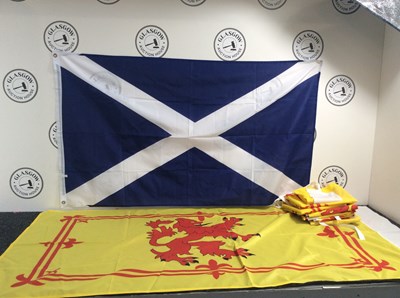 Lot 13 - Box containing Scottish flags