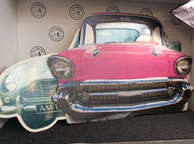 Lot 23 - 2 large wall mountable car cutout signs