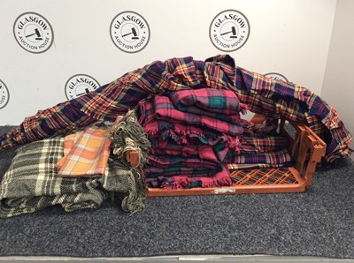 Lot 31 - Large crate of tartan shawls / material