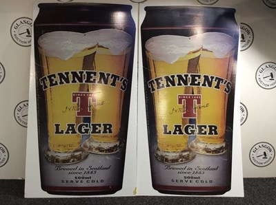 Lot 56 - 2 tall tennents lager prop advertising signs