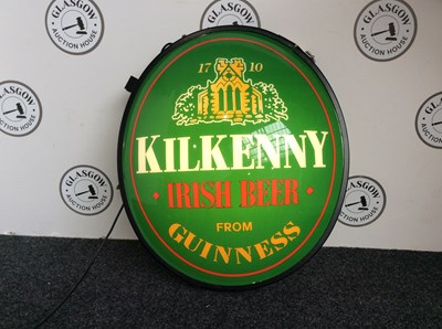 Lot 78 - Kilkenny Irish beer from Guinness light up double sided display sign needs missing hanging fixing 30”x 26”