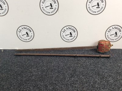 Lot 100 - Traditional style sword with basket hilt in sheath
