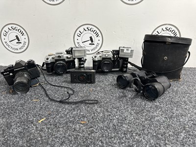 Lot 159 - Box of decorative cameras and binoculars