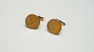 Lot 19 - Full Gold sovereign cufflinks, 22.29 gram