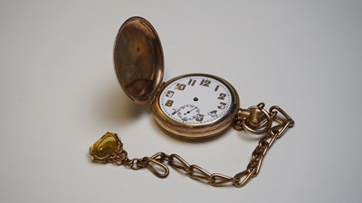 Lot 53 - pocket watch and chain, (metal unknown)