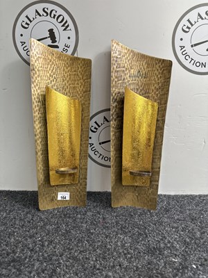 Lot 164 - 2 gold finish metal candle sconce