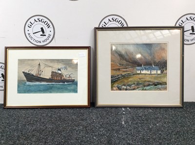 Lot 159 - 2 Framed Painting inc Cottages of Glencoe & St Elmo Boat - Used