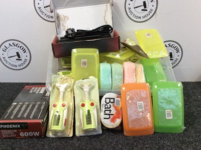 Lot 185 - Box of misc Including tubs bottle openers and sponges.