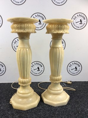 Lot 119 - Pair of Light Up Marble Pedestal - Used