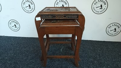 Lot 127 - Set of Vintage Asian Carved Wooden Nesting Side Tables - Used