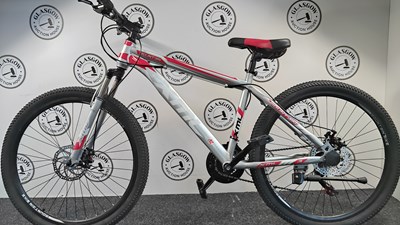 Lot 260 - NEWMIWA XML 26" Wheel Sport Mountain Bike Front & Rear Disk Breaks, Silver/Red/White - New