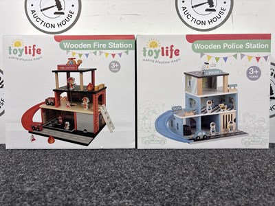 Lot 2 - Toy Life Wooden Police & Fire Station - New