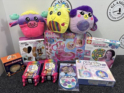 Lot 245 - Qty of Toys inc Arts & Crafts, Rainbow High Glam Up Carry On & Soft Toys