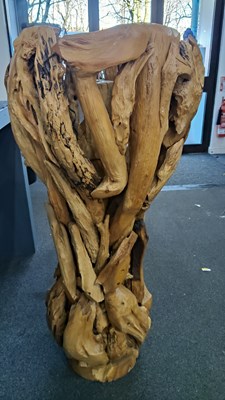 Lot 129 - Large natural wood floor lamps approx 1.2m high
