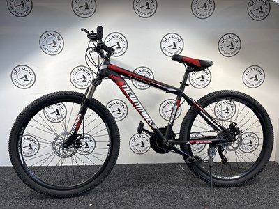 Lot 182 - NEWMIWA 26" Wheel Sport Mountain Bike W Front & Rear Disk Breaks, Black & Red - New