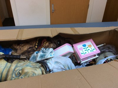 Lot 13 - Large Box Of Halloween Masks, Decorations & More - Used