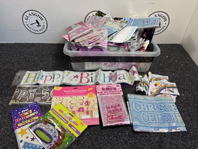 Lot 33 - Box Of Birthday Decorations & Gift Wrapping Items - Mixed