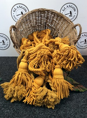 Lot 41 - Basket Of Curtain Tiebacks & Tartan Material - Used