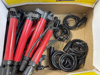 Lot 196 - Box Containing 10 Bike Pumps & 7 Bike Locks With Keys - Used