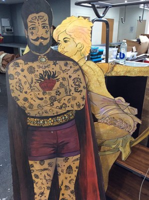 Lot 101 - Two Wooden Hand Painted Figures - Used