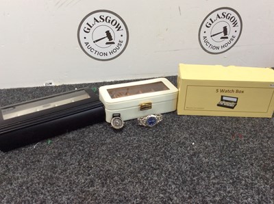 Lot 108 - Three Watch Holding Display Boxes & Two Watches - Mixed